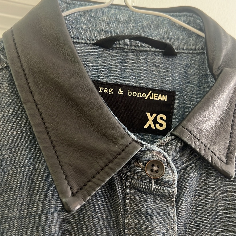 Rag & Bone chambray button up with leather collar